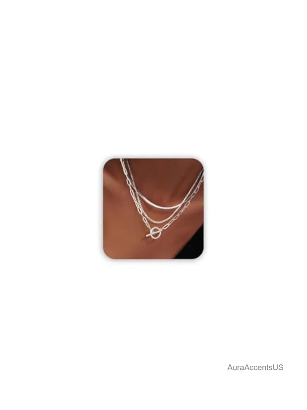 3-Piece Sterling Silver Plated Layered Toggle Necklace Set for Women